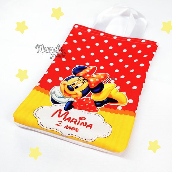 Sacola com Alça 18cm x 25cm Minnie Vermelha
