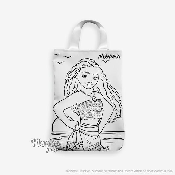 Sacola com Alça 18cm x 25cm Moana para Colorir