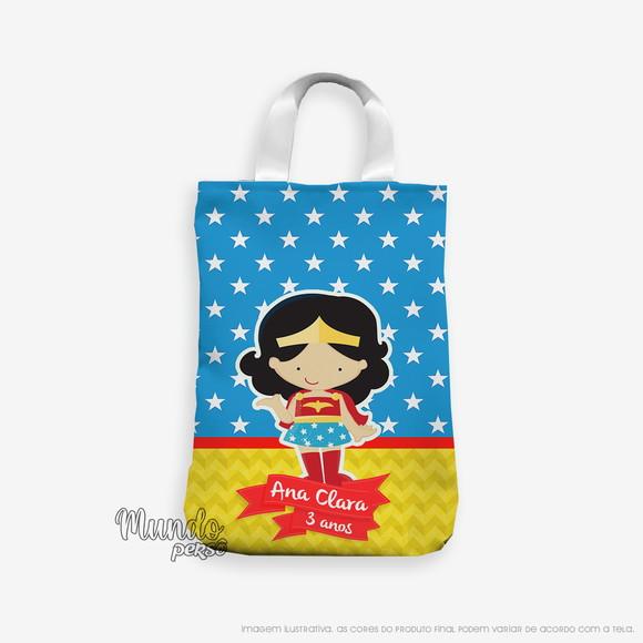 Sacola com Alça 18cm x 25cm Mulher-maravilha