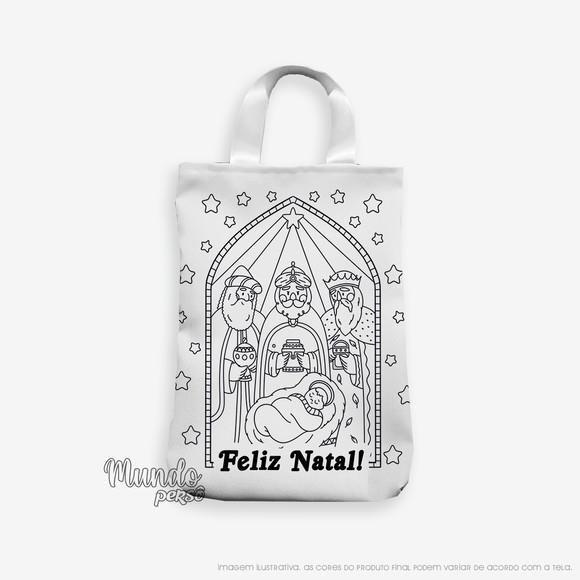 Sacola com Alça 18cm x 25cm Natal para Colorir