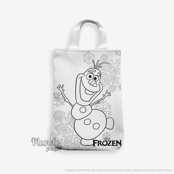 Sacola com Alça 18cm x 25cm Olaf para Colorir