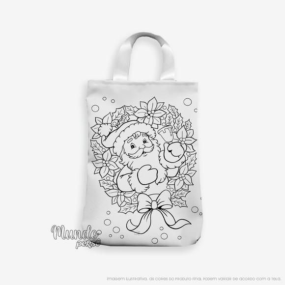 Sacola com Alça 18cm x 25cm Natal para Colorir