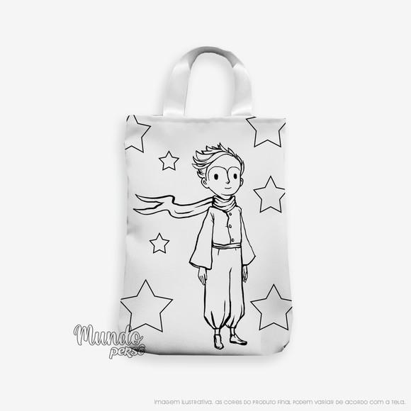 Sacola com Alça 18cm x 25cm Pequeno Príncipe para Colorir