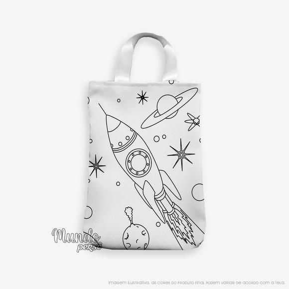 Sacola com Alça 18cm x 25cm Planetas para Colorir