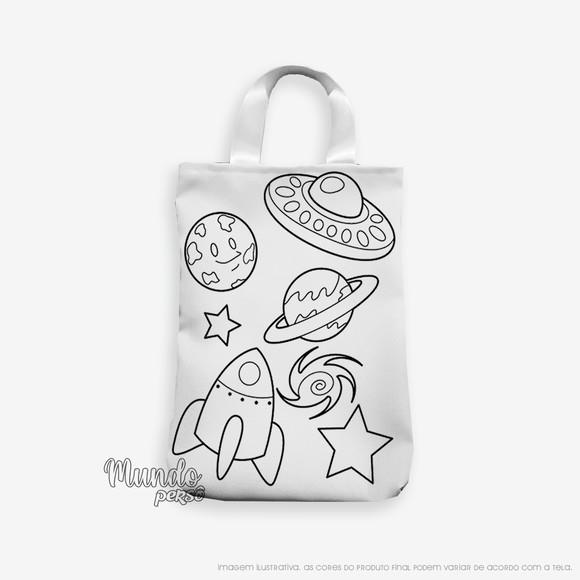 Sacola com Alça 18cm x 25cm Planetas para Colorir