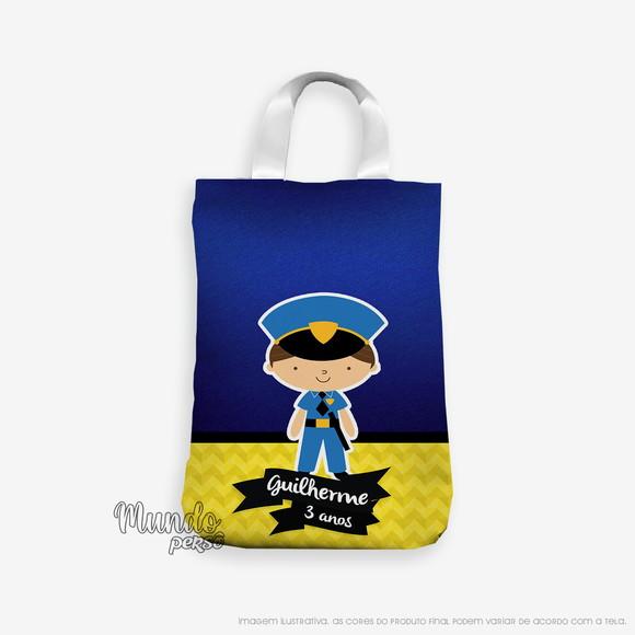 Sacola com Alça 18cm x 25cm Policial Cute