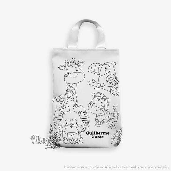 Sacola com Alça 18cm x 25cm Safari para Colorir