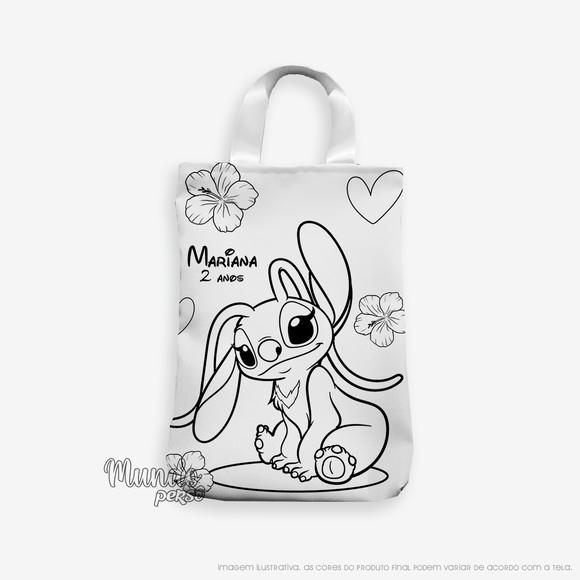 Sacola com Alça 18cm x 25cm Stitch - Angel para Colorir