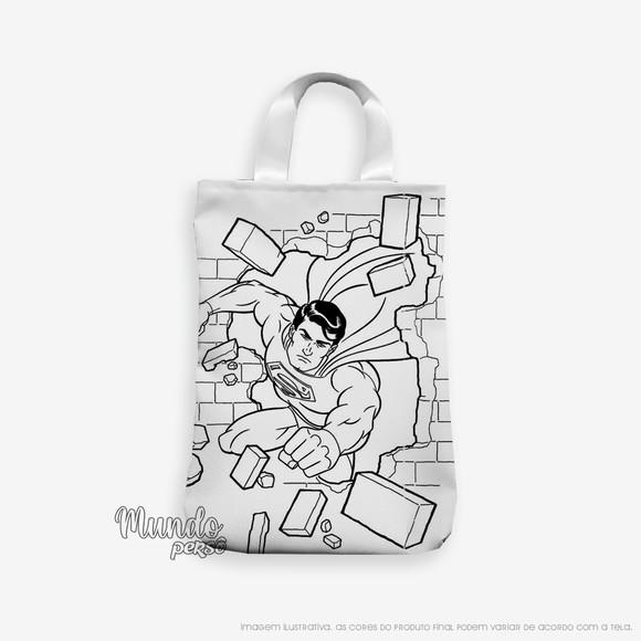 Sacola com Alça 18cm x 25cm Super Man para Colorir