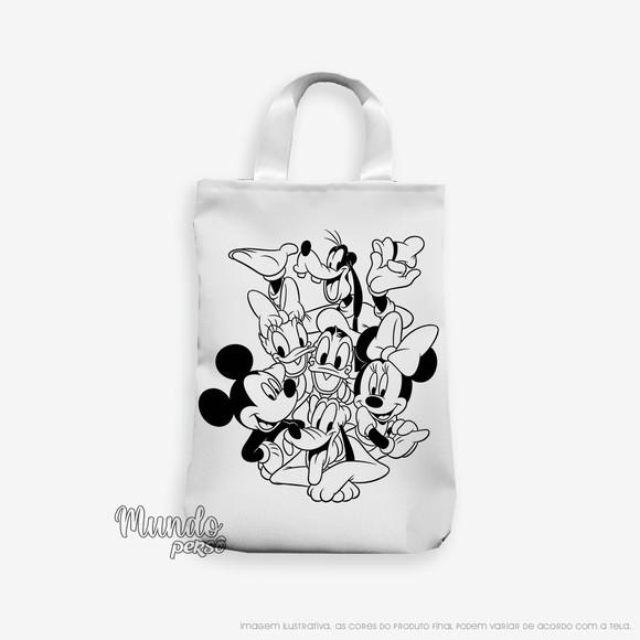 Sacola com Alça 18cm x 25cm Turma do Mickey para Colorir