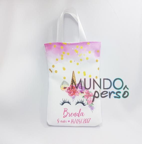 Sacola com Alça 18cm x 25cm Unicórnio