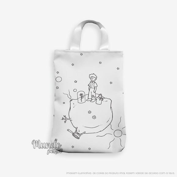 Sacola com Alça para Colorir 18cm x 25cm Pequeno Príncipe