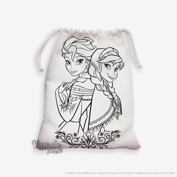 Sacolinha 18cm x 25cm Anna e Elsa - Frozen para Colorir