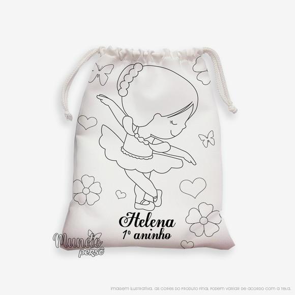 Sacolinha 18cm x 25cm Bailarina para Colorir