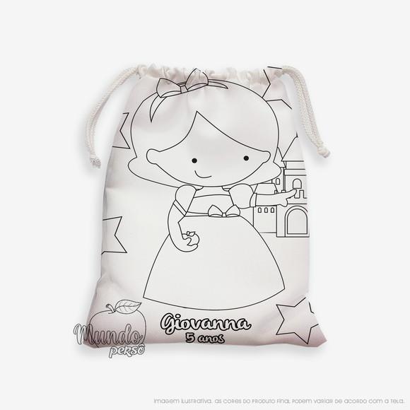 Sacolinha 18cm x 25cm Branca de Neve para Colorir