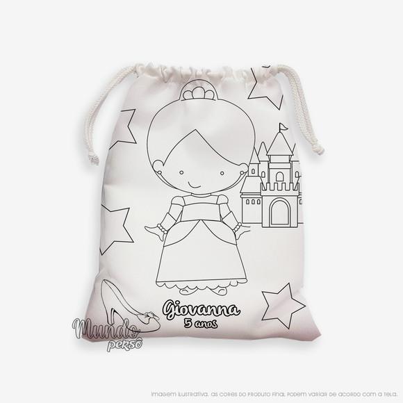 Sacolinha 18cm x 25cm Cinderela Cute para Colorir
