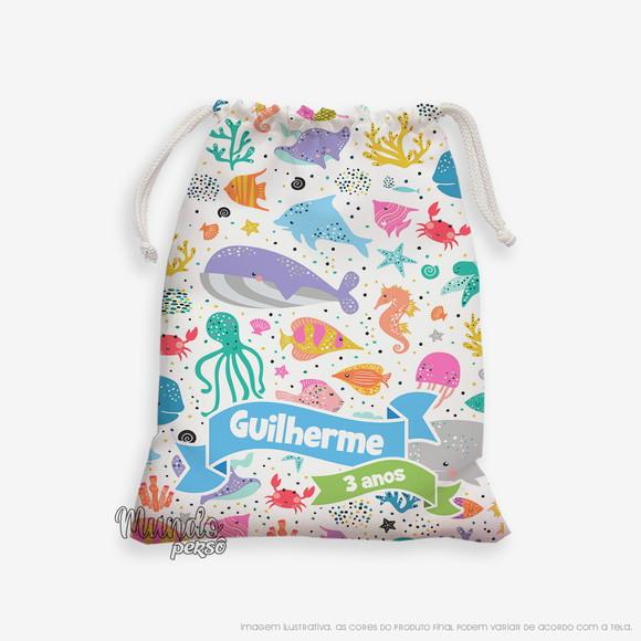 Sacolinha 18cm x 25cm Fundo do Mar