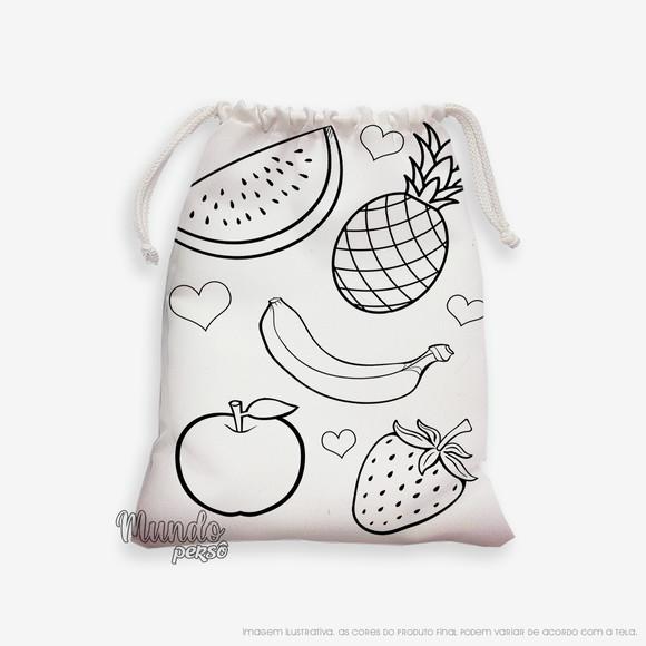 Sacolinha 18cm x 25cm Frutas para Colorir