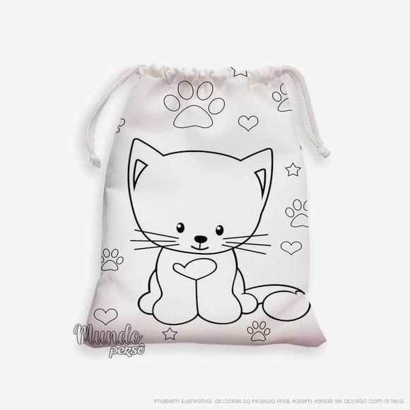 Sacolinha 18cm x 25cm Gatinho para Colorir