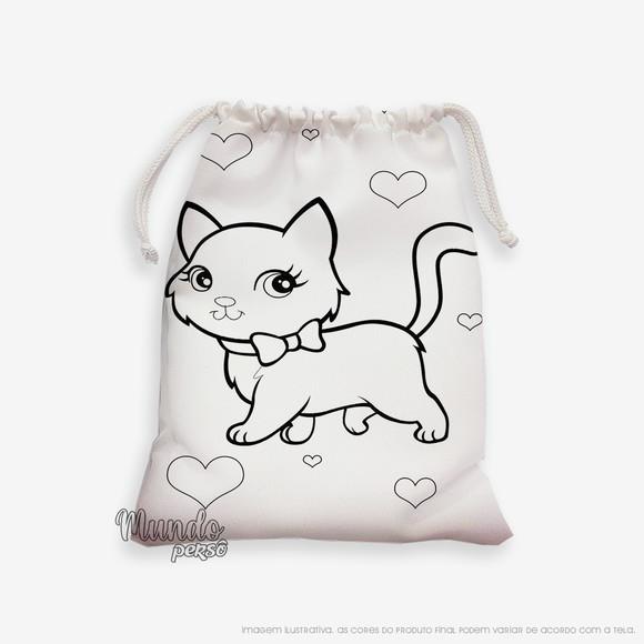 Sacolinha 18cm x 25cm Gatinho para Colorir