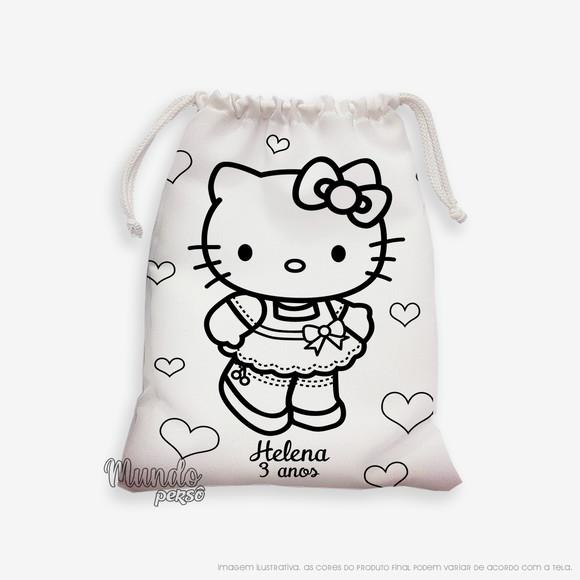 Sacolinha 18cm x 25cm Hello Kitty para Colorir