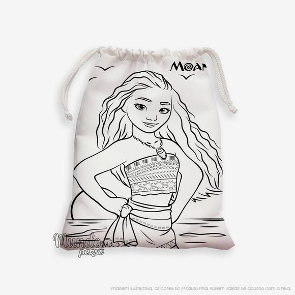 Sacolinha 18cm x 25cm Moana para Colorir