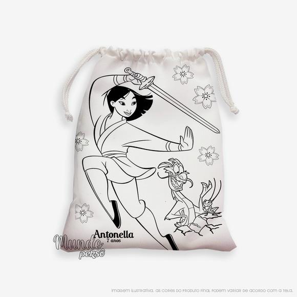 Sacolinha 18cm x 25cm Mulan para Colorir
