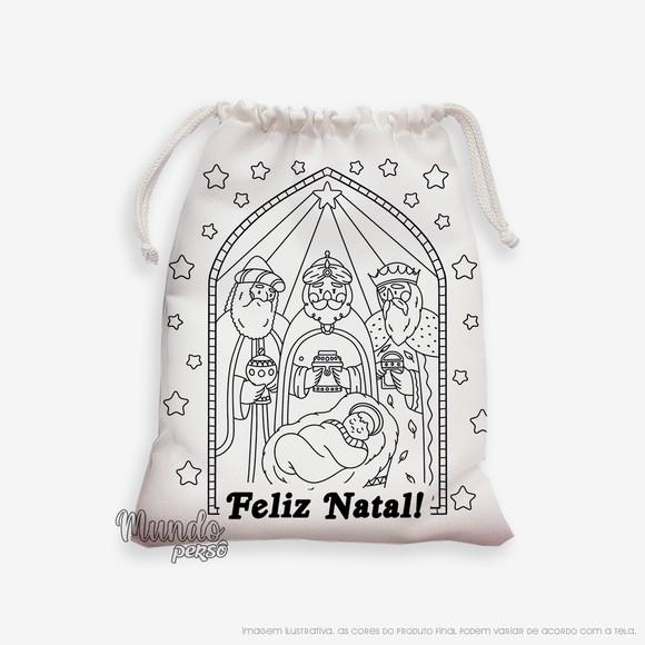 Sacolinha 18cm x 25cm Natal para Colorir