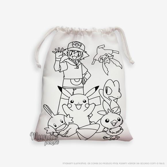 Sacolinha 18cm x 25cm Pokémon para Colorir