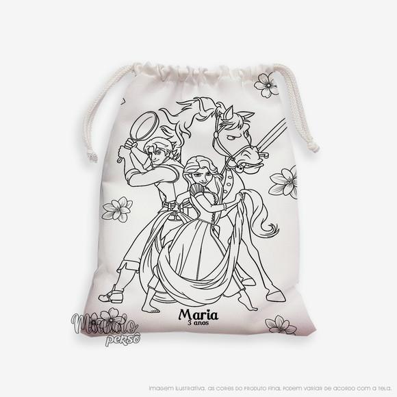 Sacolinha 18cm x 25cm Rapunzel para Colorir