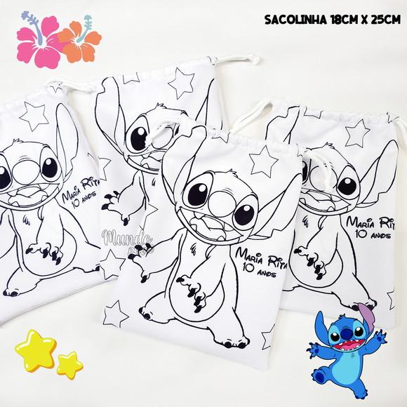 Sacolinha 18cm x 25cm Stitch para Colorir