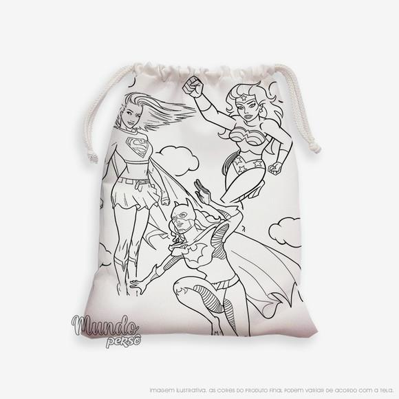 Sacolinha 18cm x 25cm Super Heroinas para Colorir