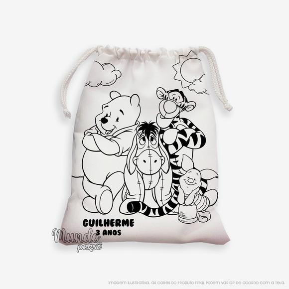 Sacolinha 18cm x 25cm Ursinho Pooh para Colorir