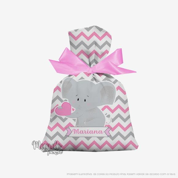 Saquinho Elefante Rosa 15cm x 20cm