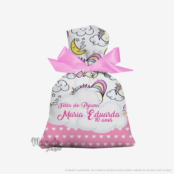 Saquinho Festa do Pijama Unicórnio 15cm x 20cm
