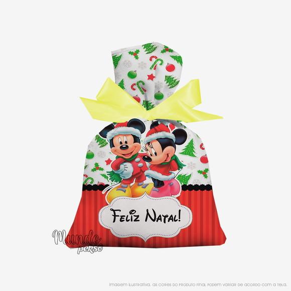 Saquinho Mickey e Minnie Natal 15cm x 20cm