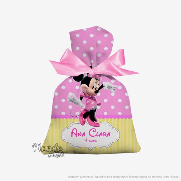 Saquinho Minnie Rosa 15cm x 20cm