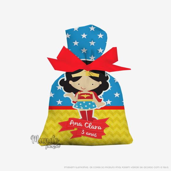 Saquinho Mulher-Maravilha Cute 15cmx20cm