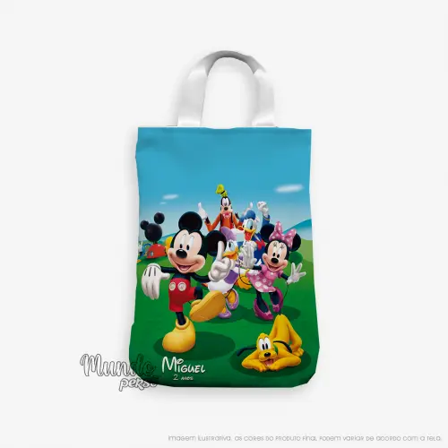 Sacola com Alça 18cm x 25cm Turma do Mickey