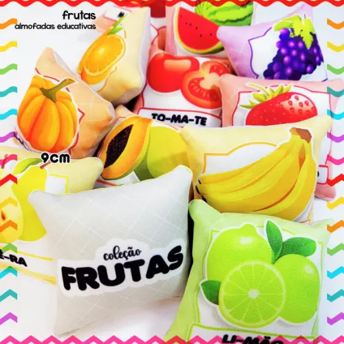 Kit 12 Almofadas 9cm Educativas Frutinhas