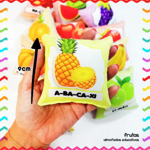 Kit 12 Almofadas 9cm Educativas Frutinhas