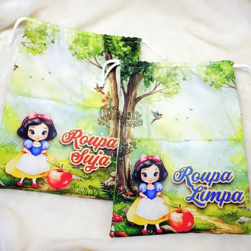 Kit 2 Sacos Organizadores Branca de Neve -roupa Limpa e Suja