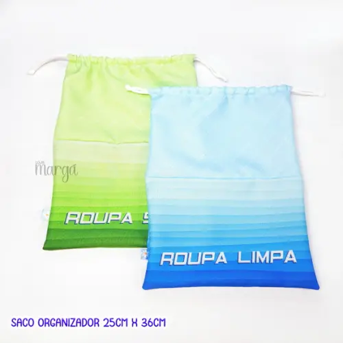 Kit 2 Sacos Organizadores Azul e Verde - Roupa Limpa e Suja