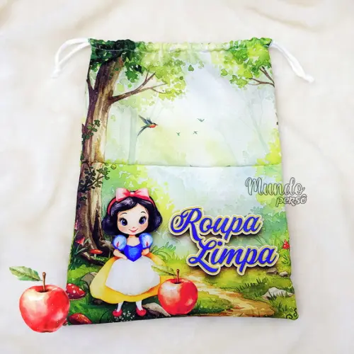 Kit 2 Sacos Organizadores Branca de Neve -roupa Limpa e Suja
