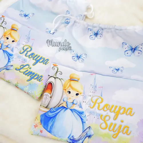 Kit 2 Sacos Organizadores Cinderela - Roupa Limpa e Suja
