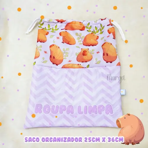 Kit 2 Sacos Organizadores Capivara - Roupa Limpa e Suja