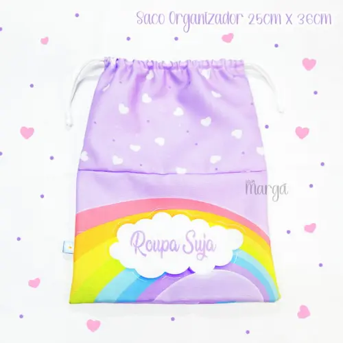 Kit 2 Sacos Organizadores Corações - Roupa Limpa e Suja