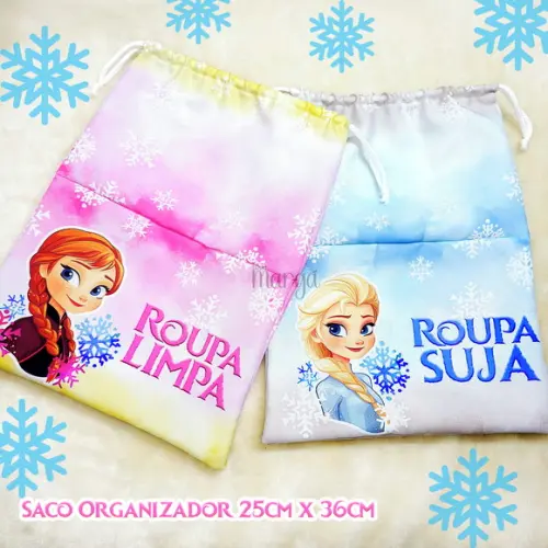 Kit 2 Sacos Organizadores Frozen - Roupa Limpa e Suja