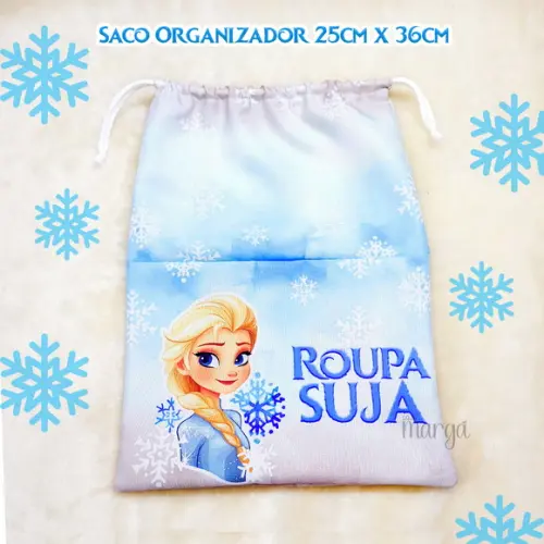 Kit 2 Sacos Organizadores Frozen - Roupa Limpa e Suja