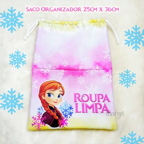 Kit 2 Sacos Organizadores Frozen - Roupa Limpa e Suja